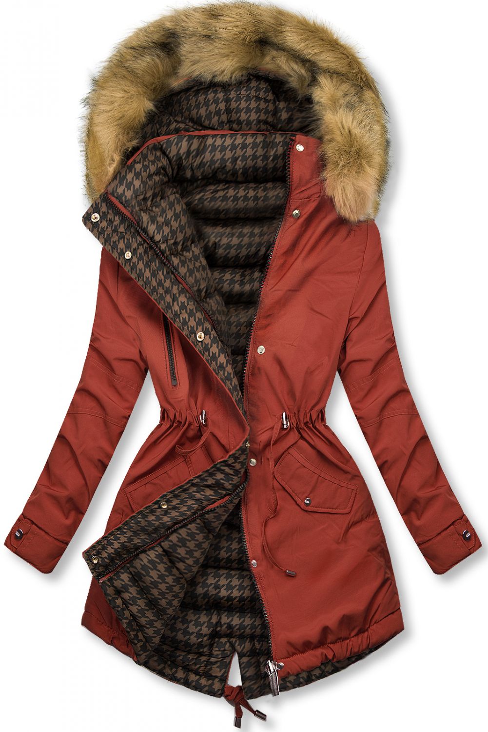 Parka de iarnă reversibilă scorțișoară maro