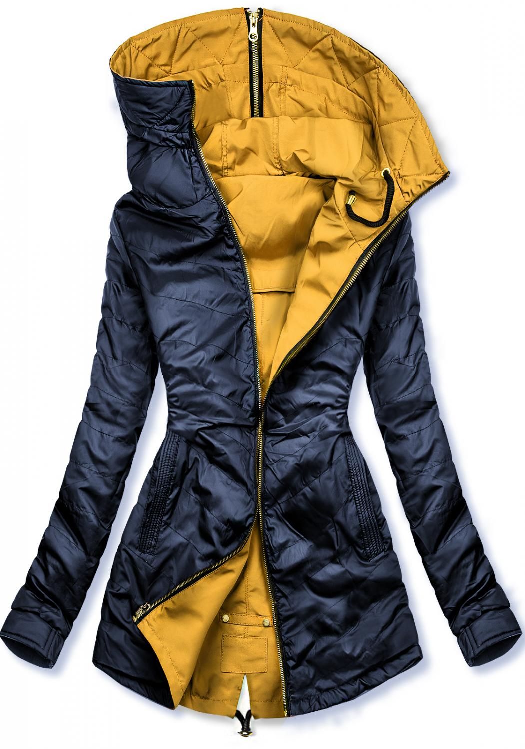 Parka reversibilă galben-albastru