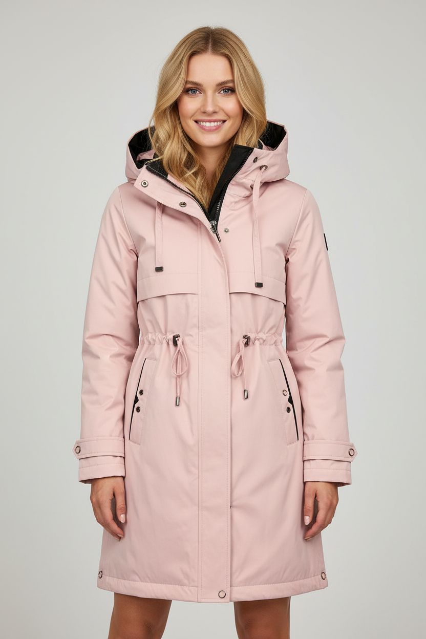 Jachetă roz de tranziție cu croială alungită