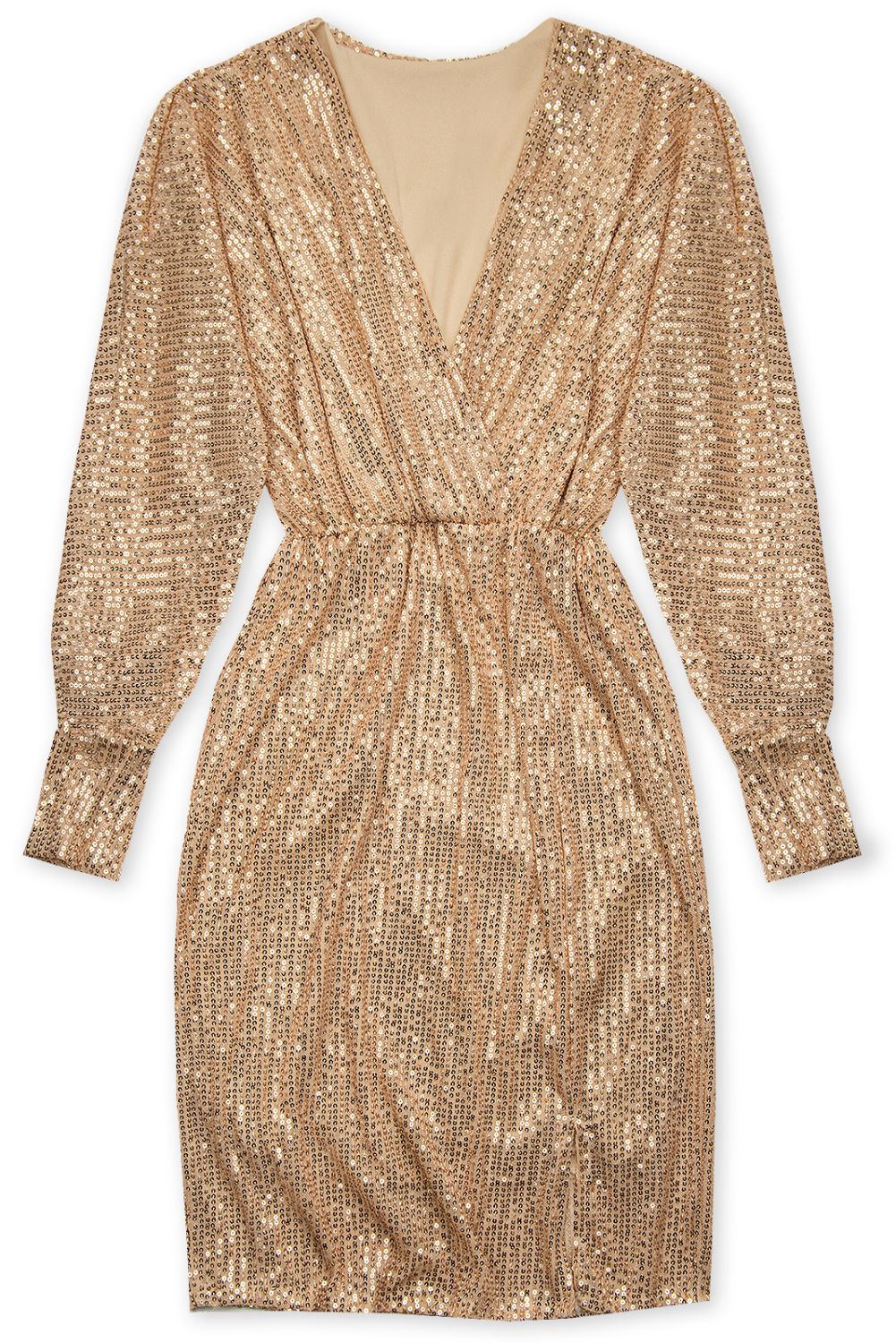 Rochie bej cu paiete
