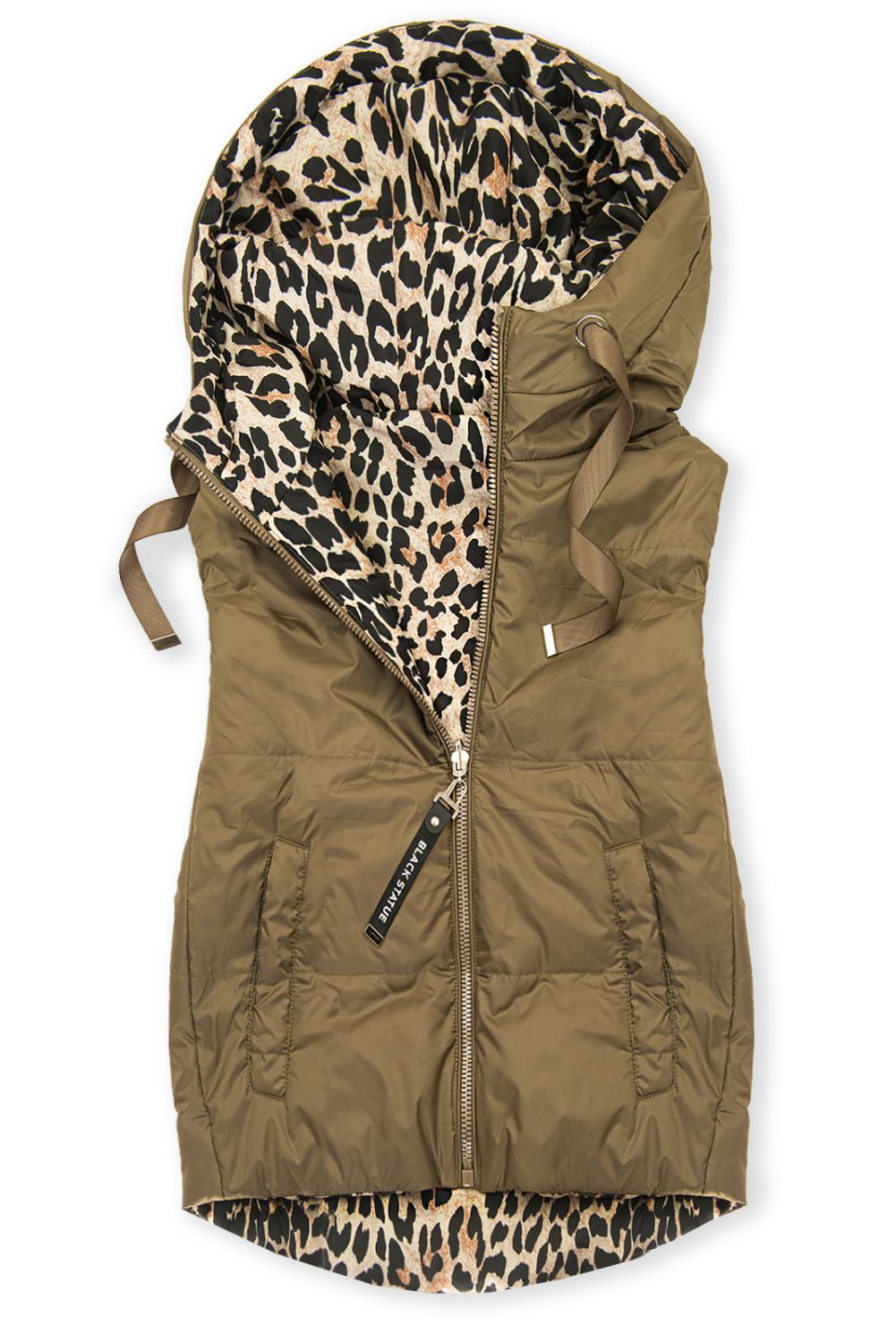 Vestă reversibilă cu imprimeu leopard, maro