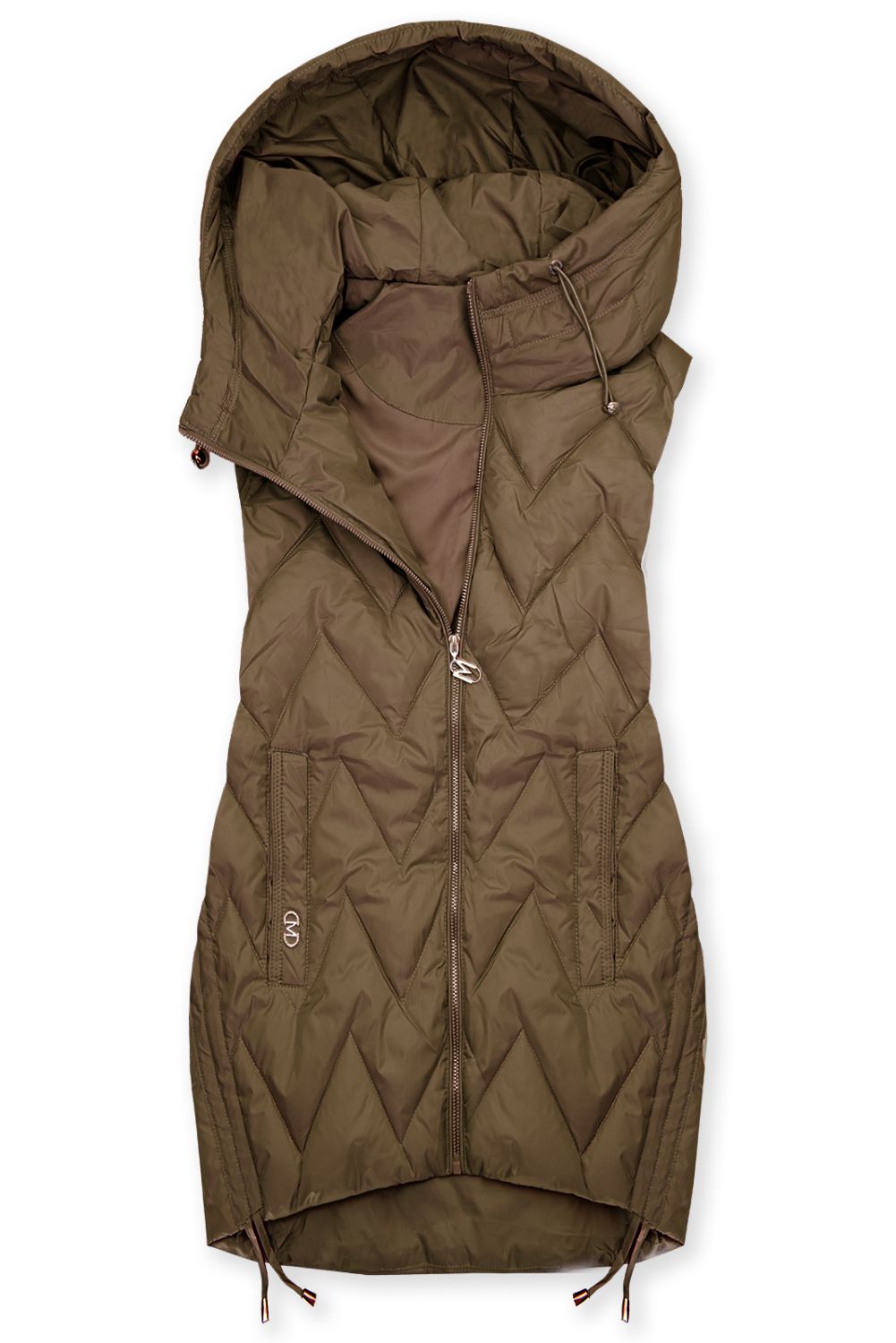 Vestă lungă maro ciocolatiu