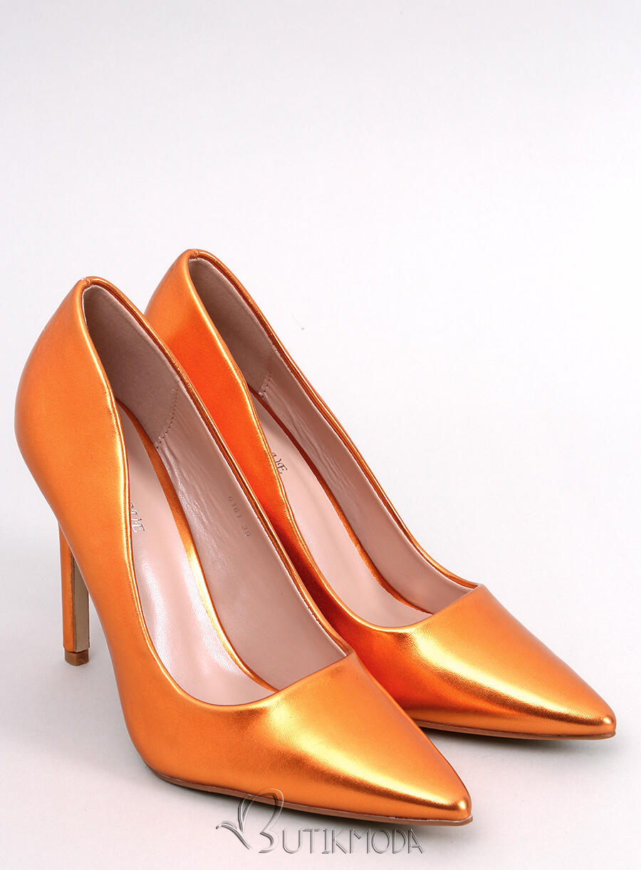 Pantofi portocalii pe toc stiletto