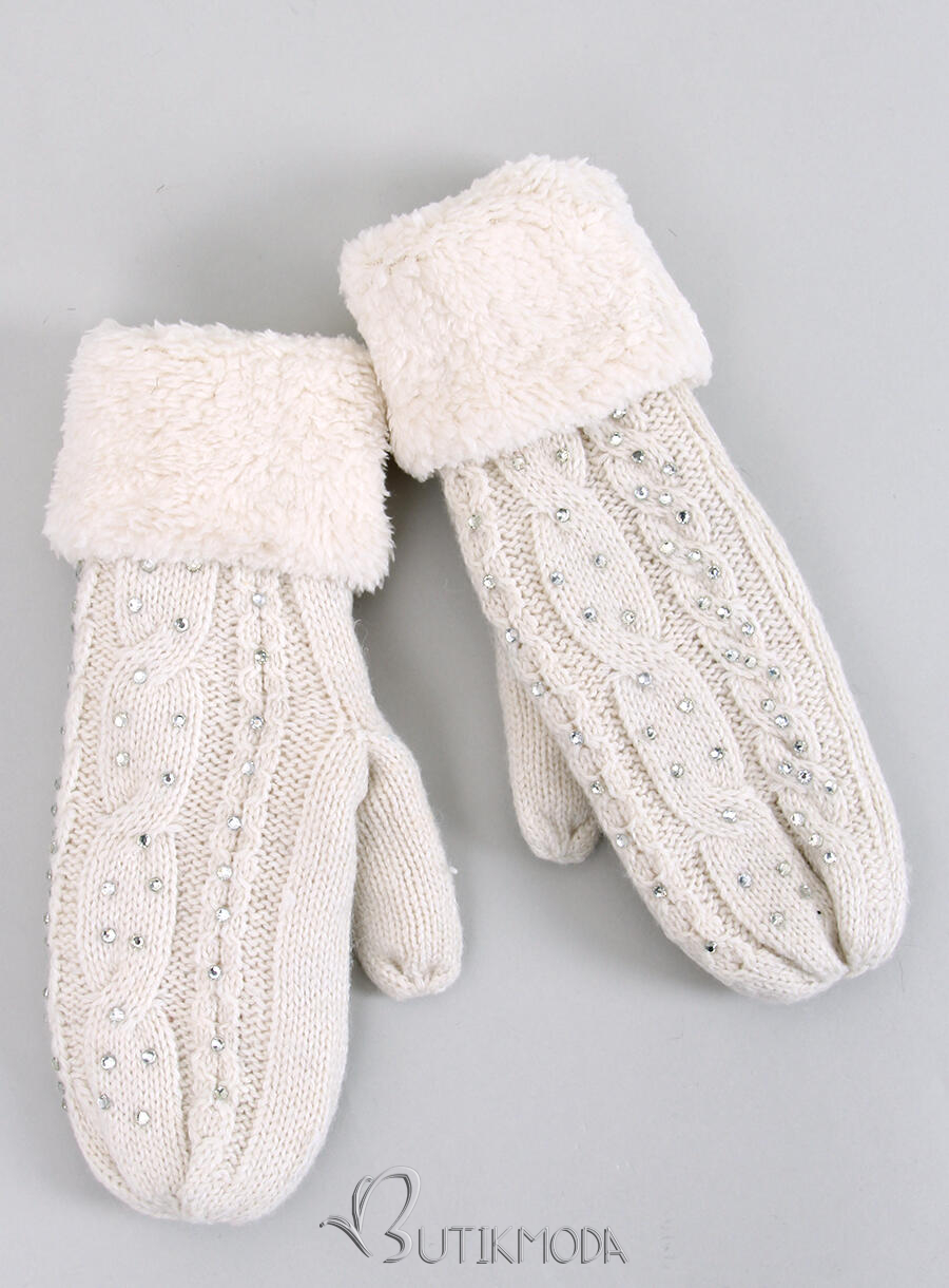 Mănuși de damă decorate ecru