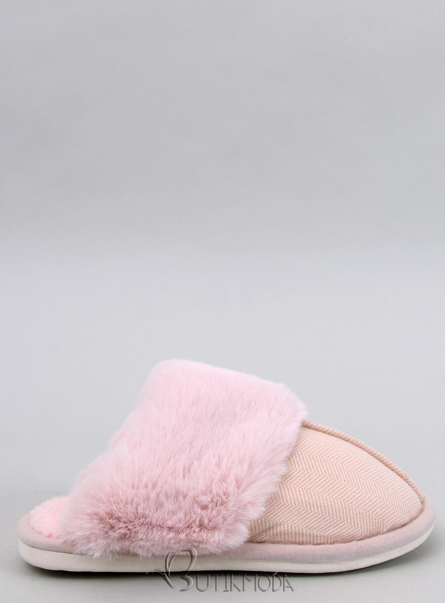 Papuci cu model de herringbone roz pudrăt