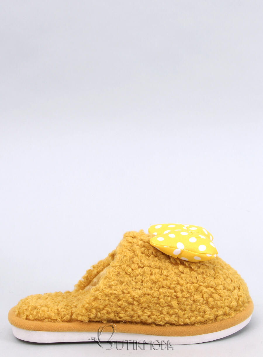 Papuci galbeni pentru copii cu fundiță