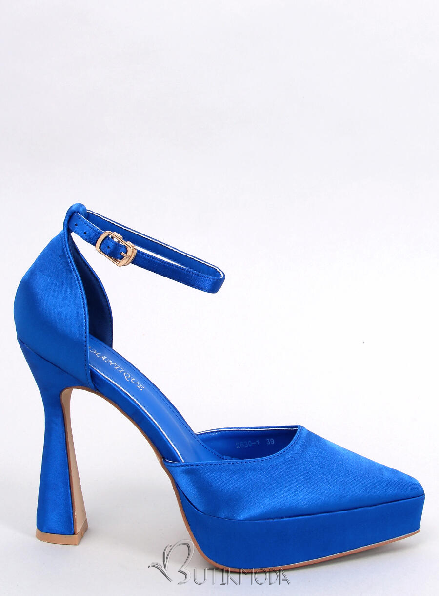 Pantofi din satin cu platformă albastru regal