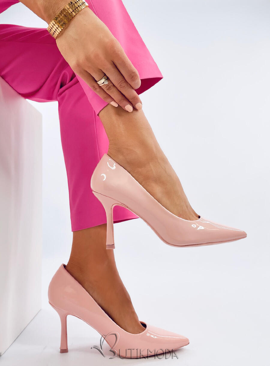 Pantofi stiletto de damă lăcuiți LADY roz