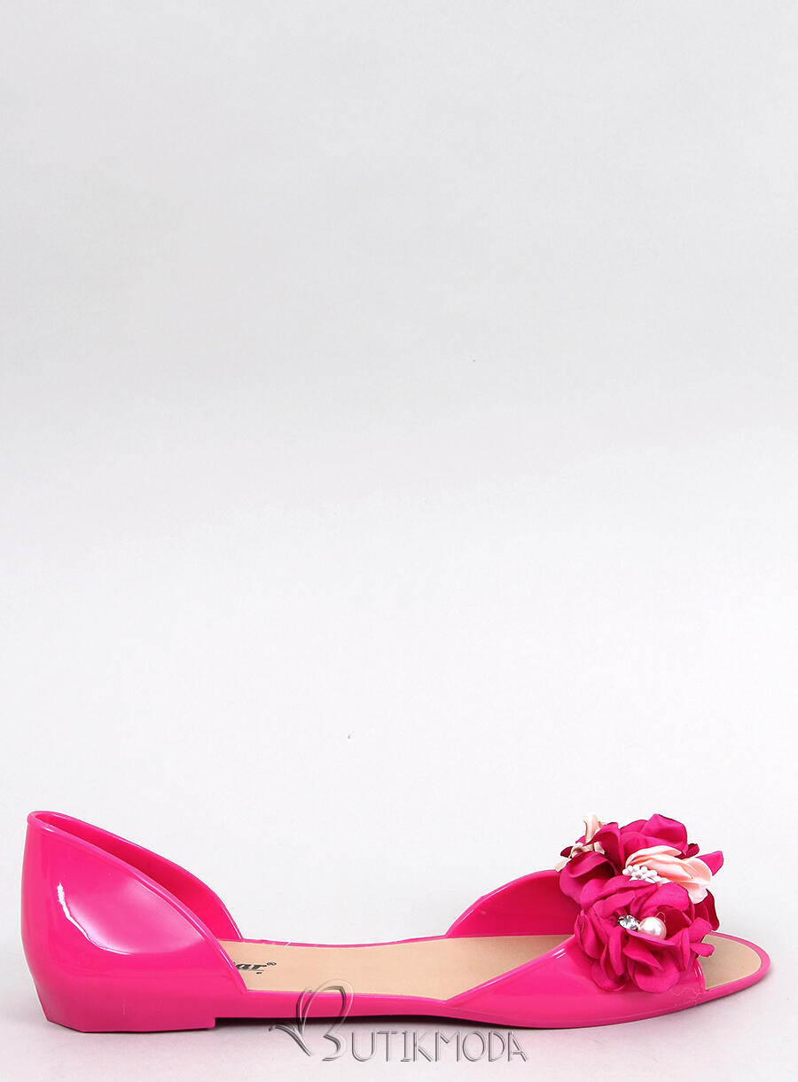 Sandale roz din cauciuc cu flori