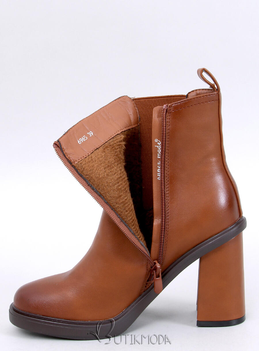 Botine maro caramel LILLY