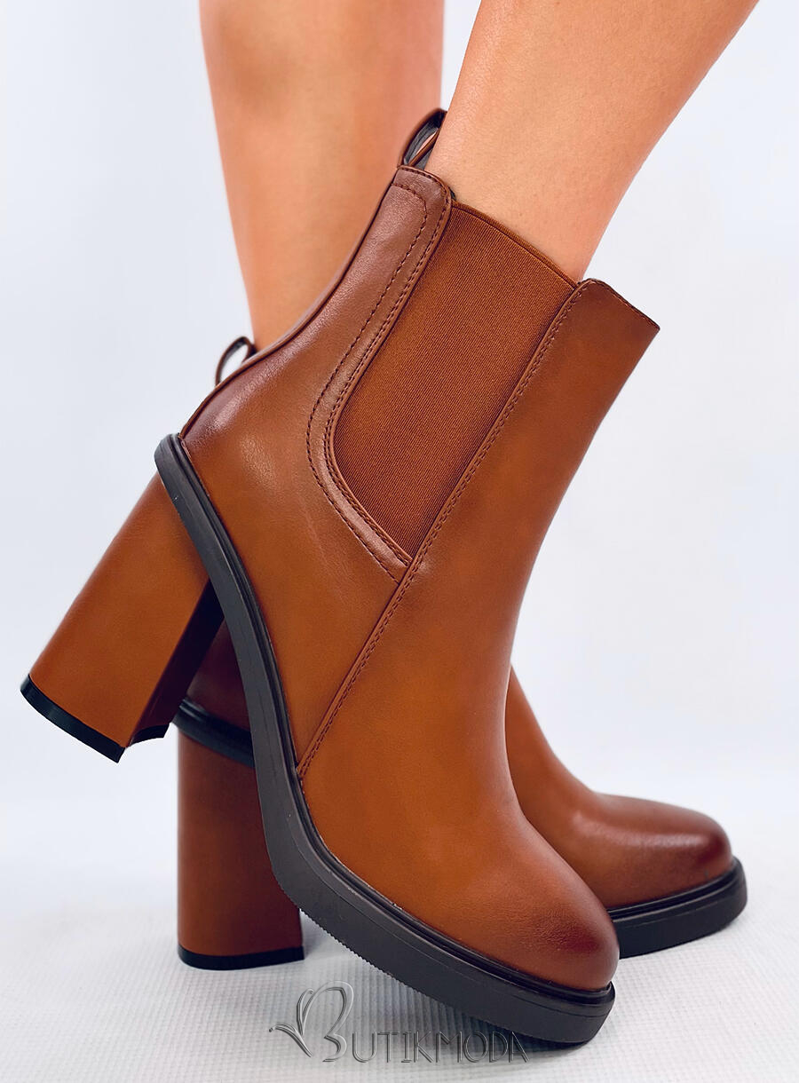 Botine maro caramel LILLY