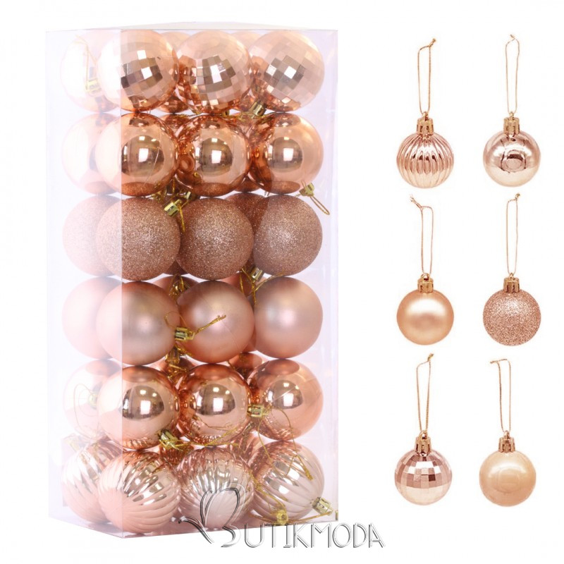 Set 36 decorațiuni rose gold, diametru 5,5 cm