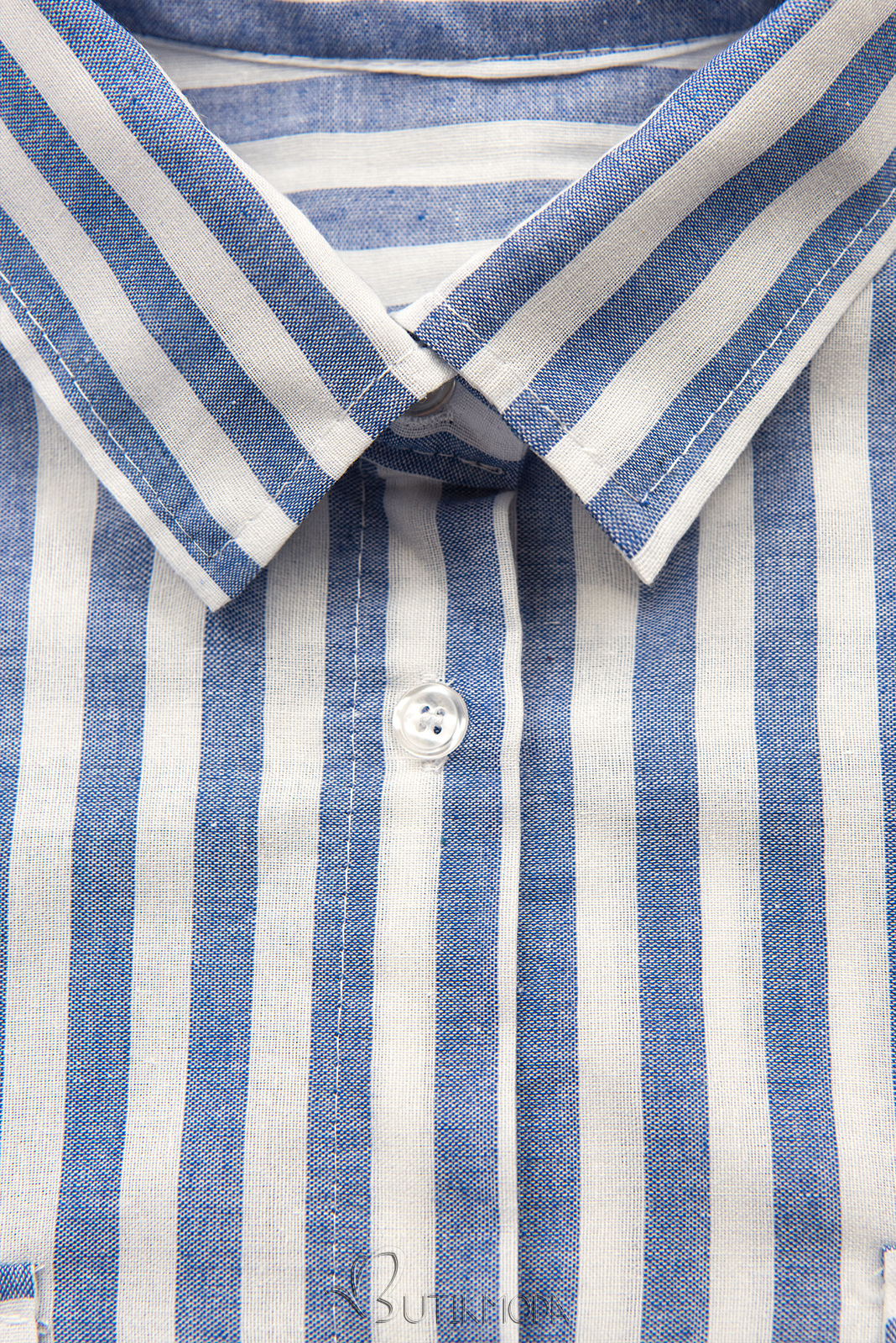 Rochie cămașă din bumbac cu dungi alb/albastru
