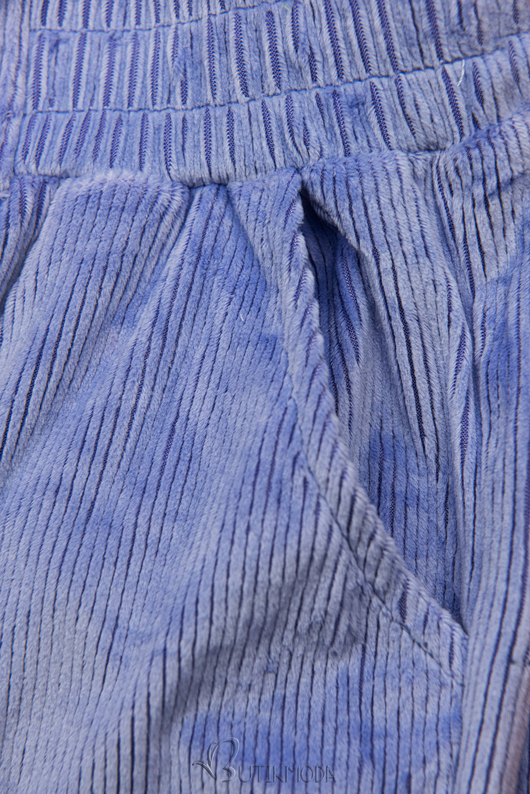 Pantaloni albastru mov cu șireturi în talie
