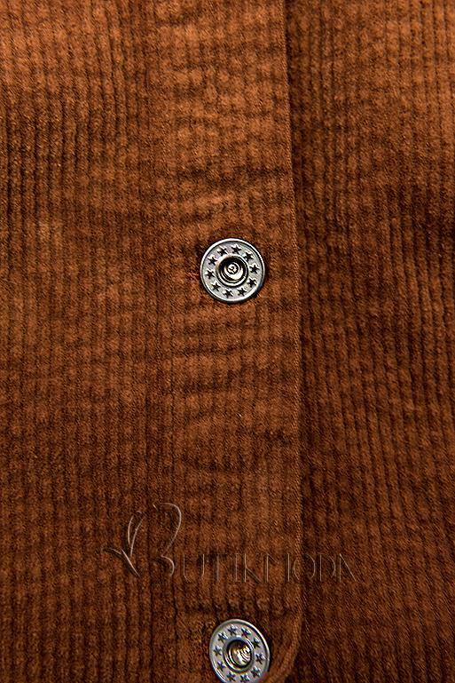 Jachetă tip cămașă din catifea reiată maro