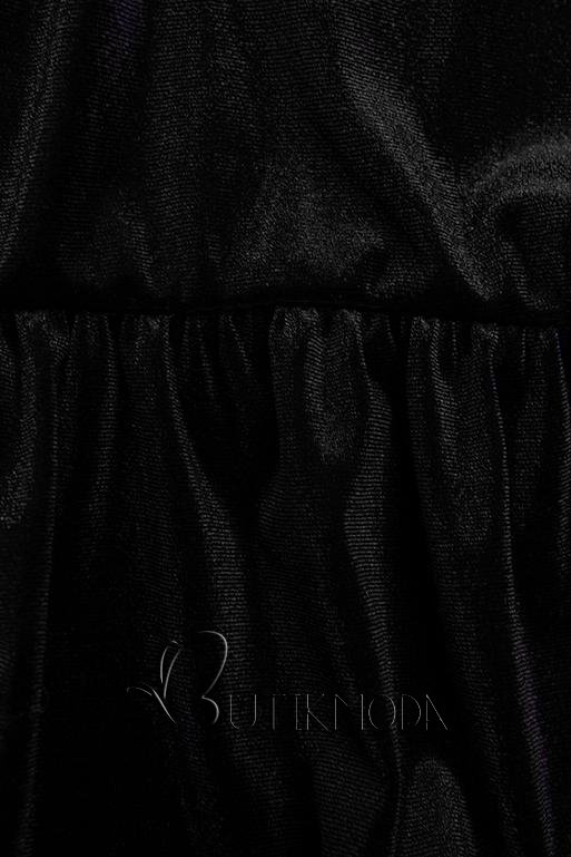 Rochie neagră din catifea cu volane