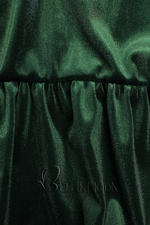 Rochie verde din catifea cu volane