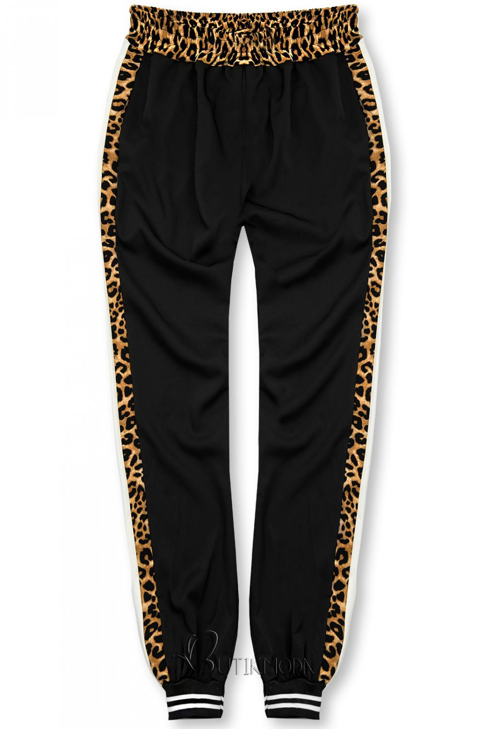 Pantaloni sport negri cu imprimeu tigrat