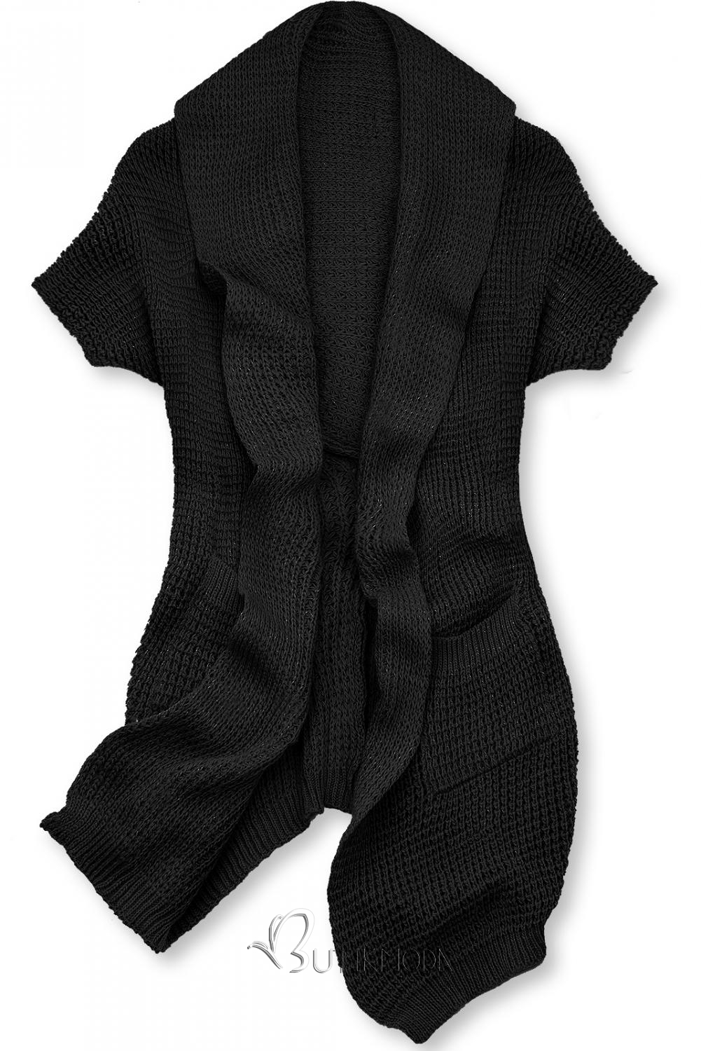 Cardigan tricotat asimetric negru