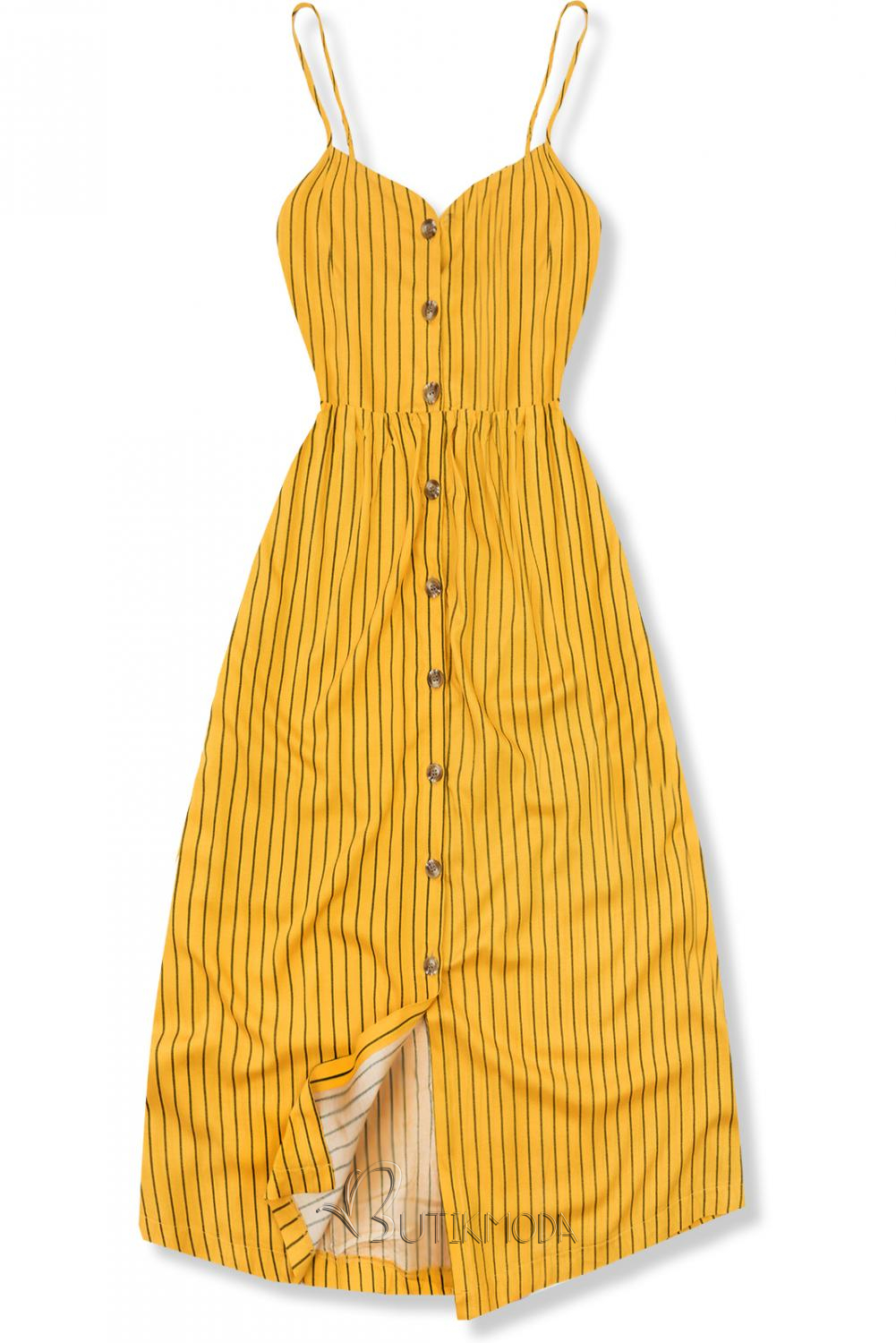 Rochie midi galbenă cu dungi