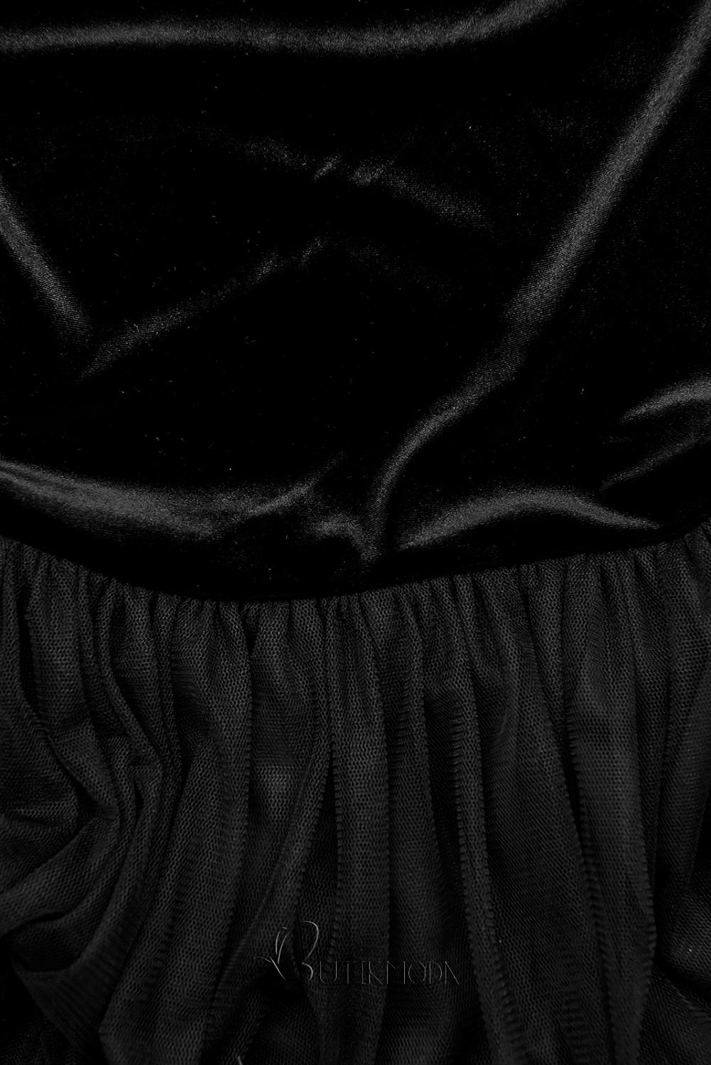 Rochie neagră cu fustă din tul