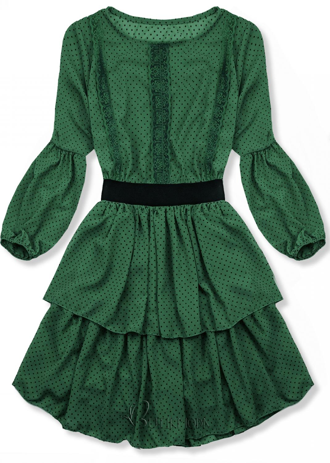 Rochie verde elegantă cu buline