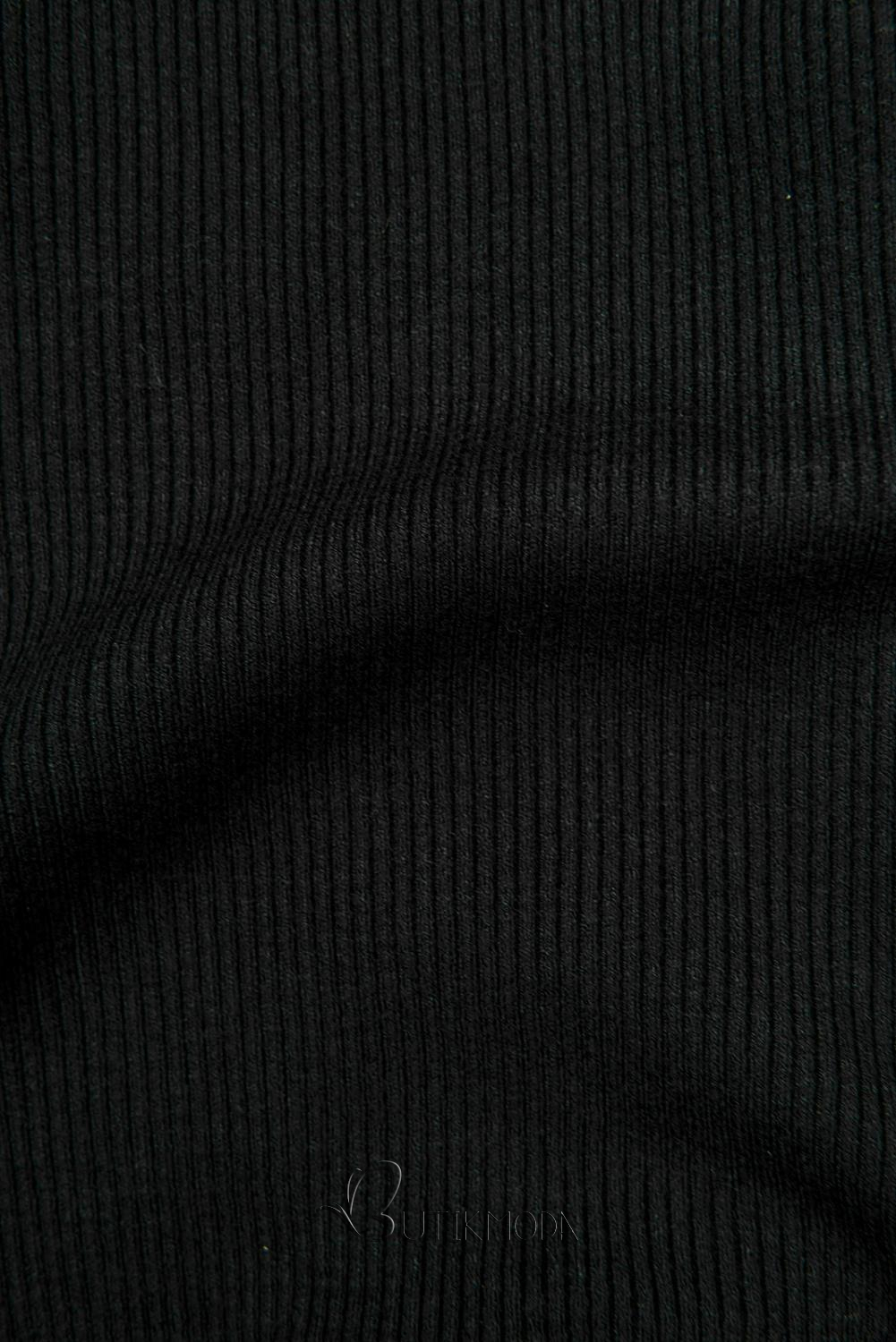 Pulover scurt negru cu guler înalt