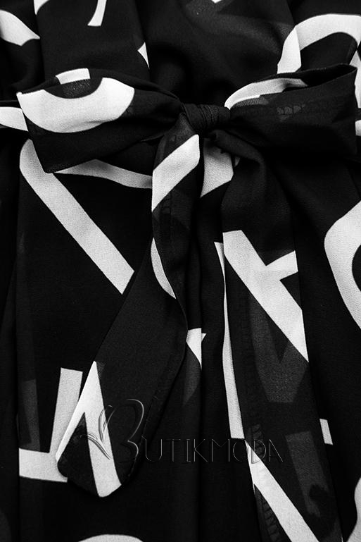 Rochie midi neagră cu imprimeu cu litere