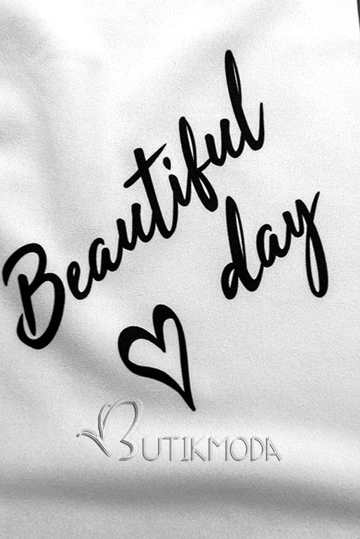 Rochie negru-alb cu imagine Beautiful Day