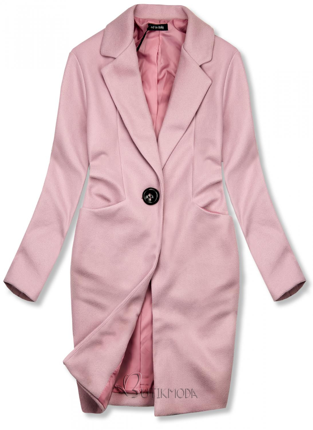 Palton de primăvară roz cu închidere cu nasture