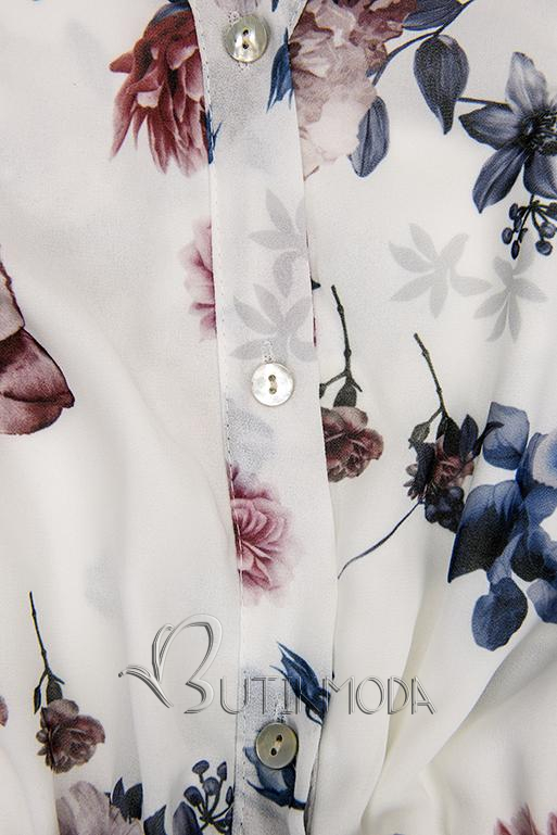 Rochie midi florală albă