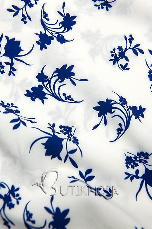Cămașă alb-albastru cu imprimeu floral