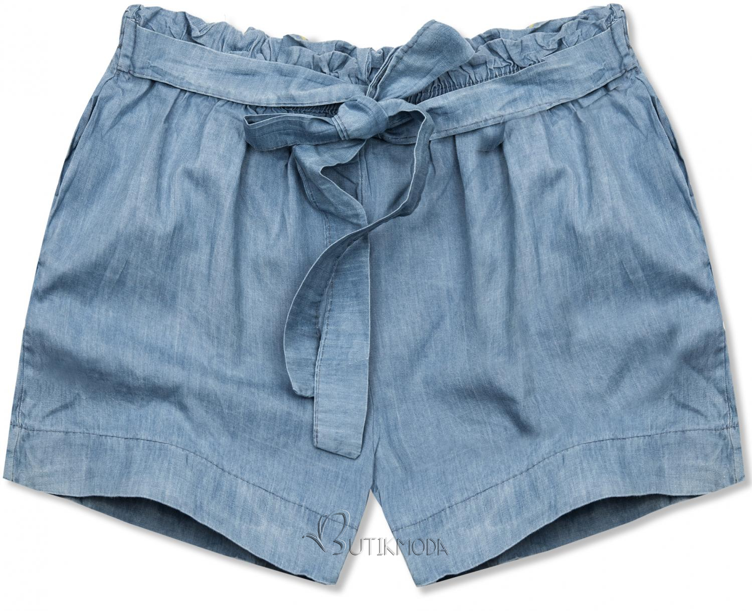 Pantaloni scurți din bumbac jeans albastru