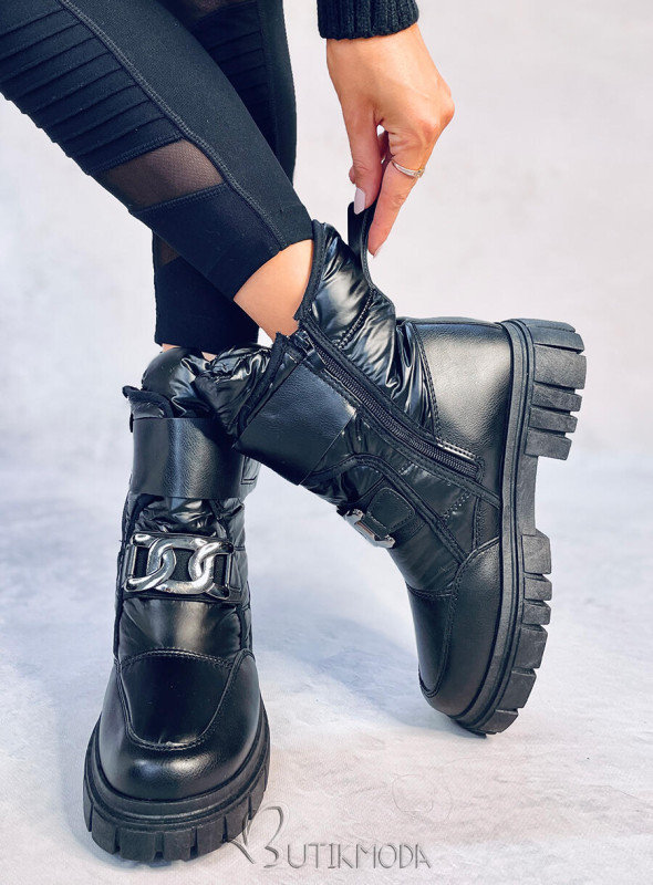 Pantofi de zăpadă negri cu talpă groasă