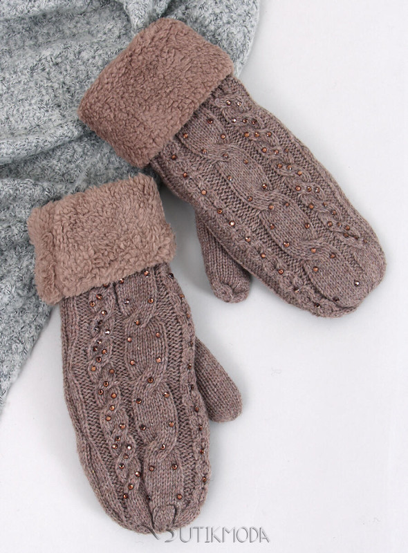 Mănuși de damă decorate mocca