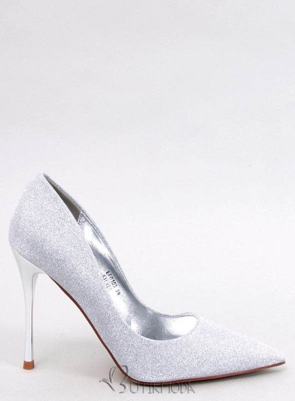 Pantofi argintii lucioși și eleganți