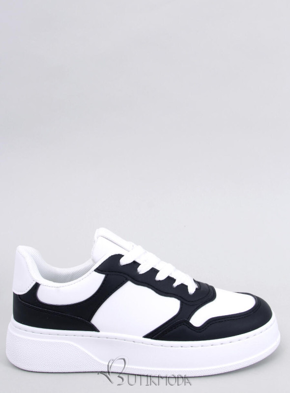 Pantofi sport cu talpă înaltă alb/negru