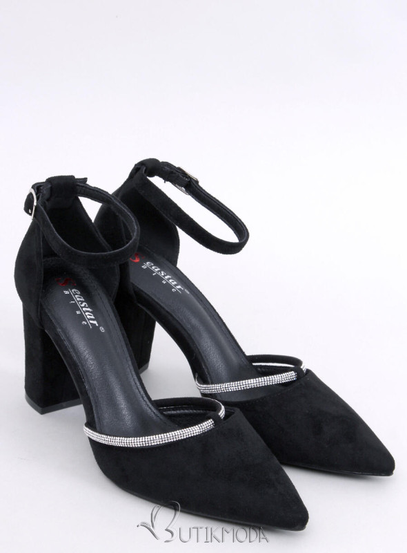 Pantofi de damă decorati cu zirconi negri