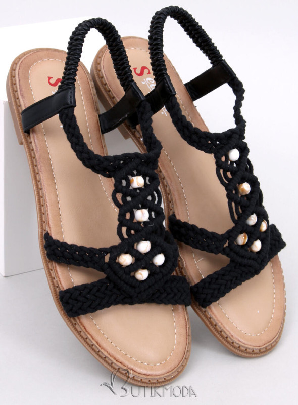 Sandale negre în stil boho