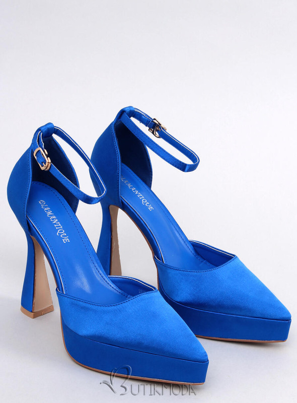 Pantofi din satin cu platformă albastru regal