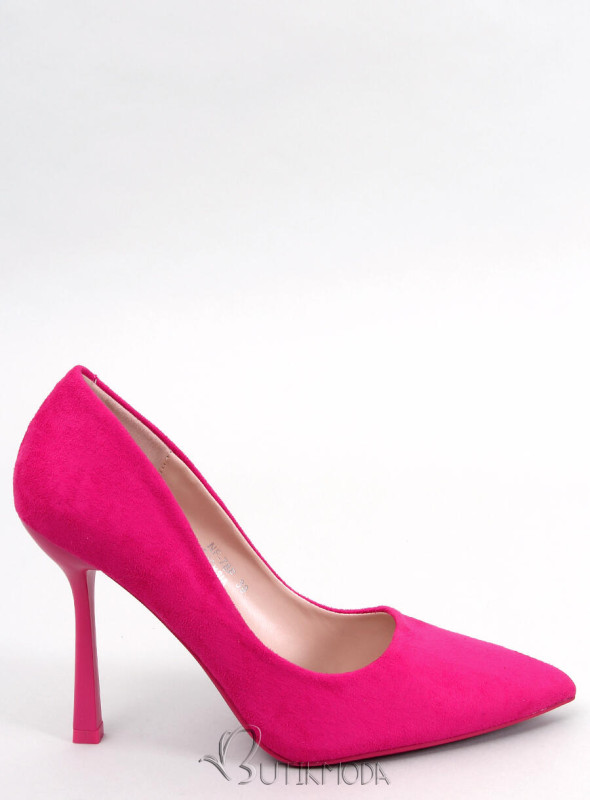 Pantofi stiletto roz din piele întoarsă ecologică