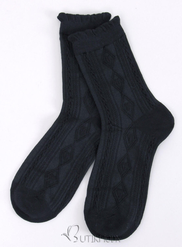 Șosete negre tricotate cu model 02