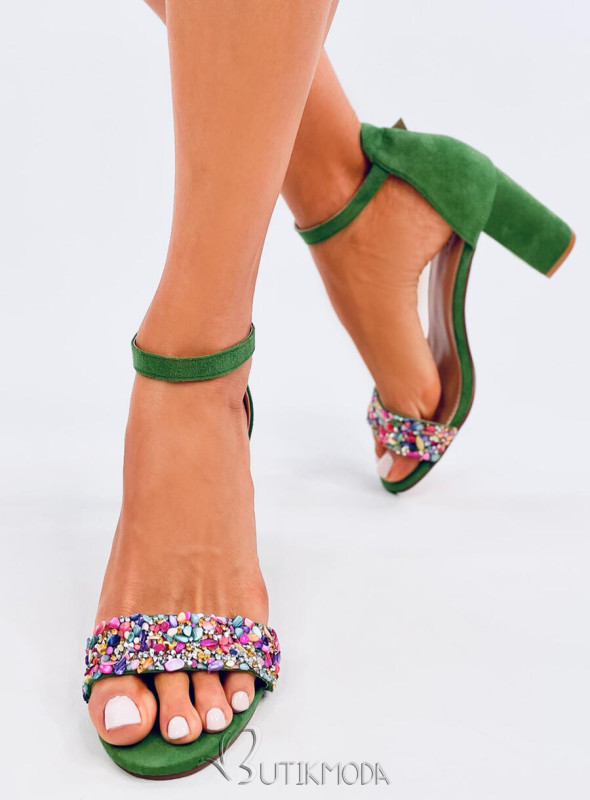 Sandale verzi înalte cu pietre colorate