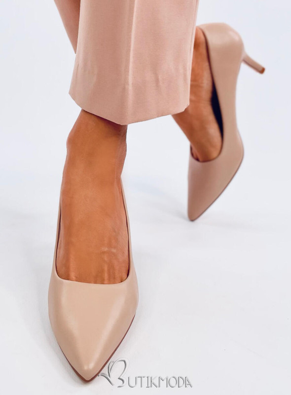 Pantofi stiletto clasice cremă
