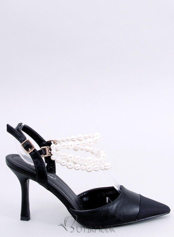 Pantofi negri cu perle