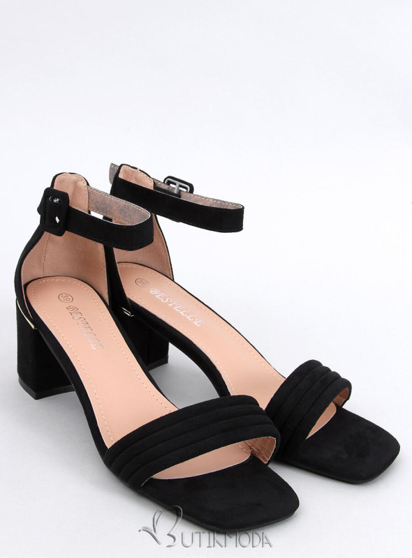 Sandale joase din piele de căprioară ecologică negre