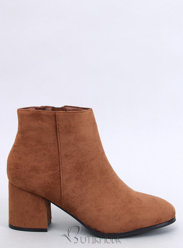 Botine cu toc maro caramel