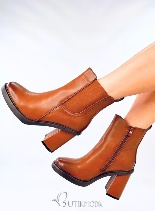 Botine maro caramel LILLY