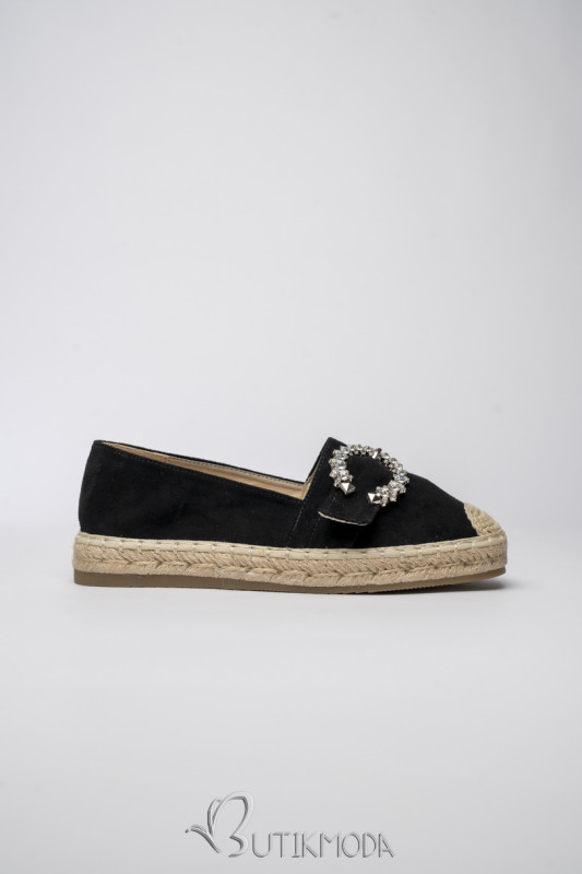 Espadrile negre de dama cu catarama