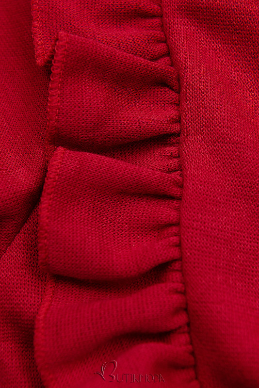 Rochie roșie cu fustă plisată din piele artificială